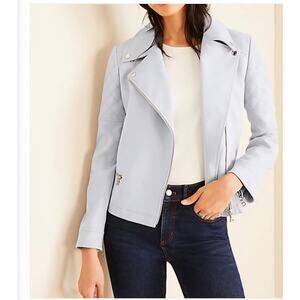 ⭐️Ann Taylor Textured Moto Jacket in Soft Dove Sz M